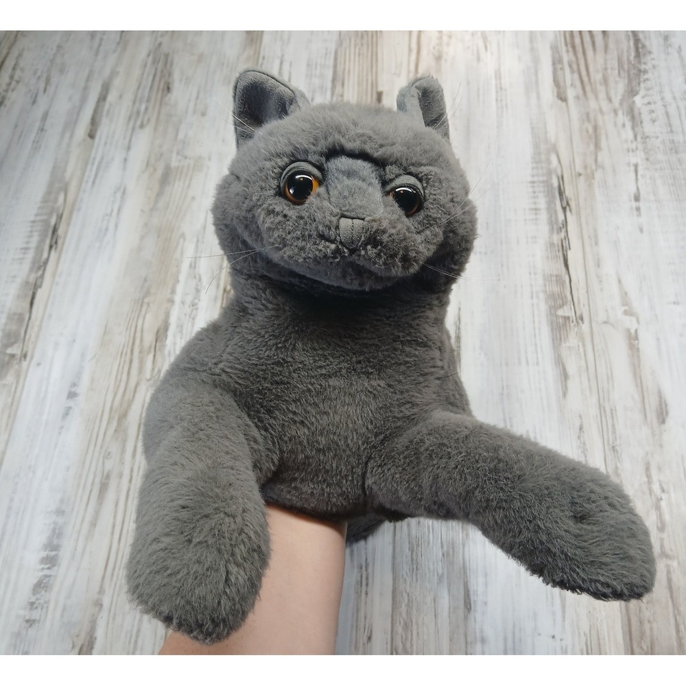 Folkmanis Grey Persian Cat Hand Puppet Plush Movable Mouth Grey 2850